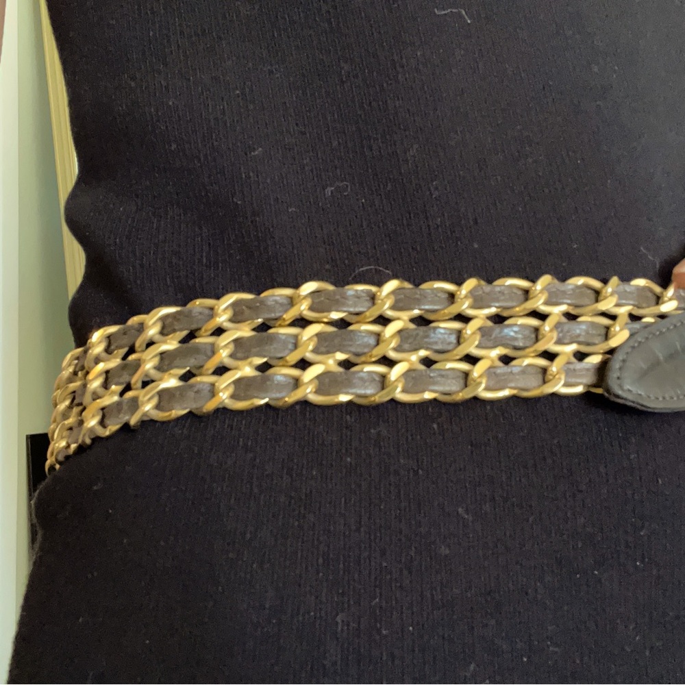 Vintage chain leather chain belt